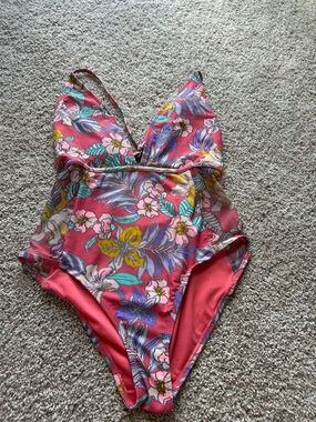 No Boundaries Coral Floral One-Piece Swimsuit